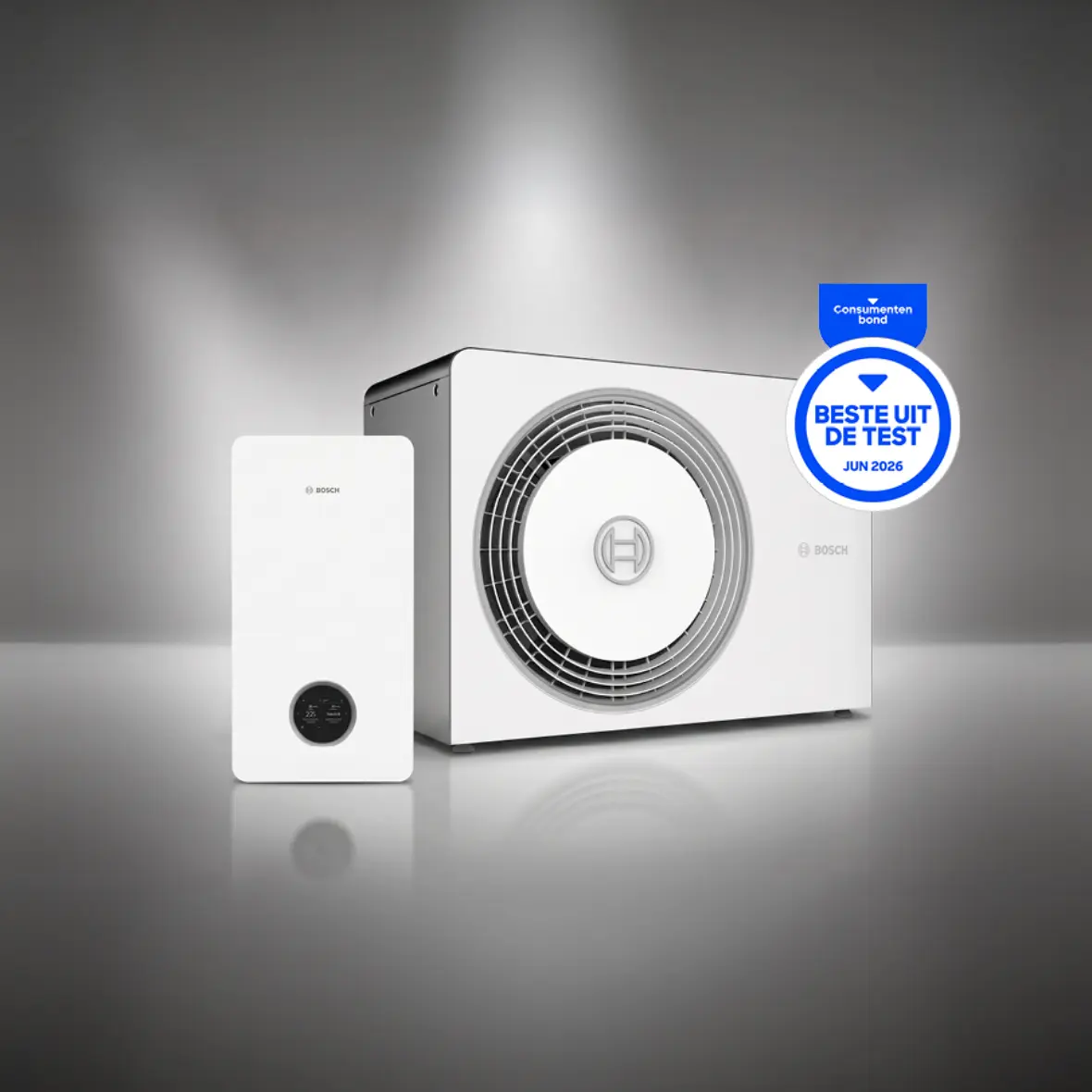 Bosch warmtepomp met buitenunit en binnenunit